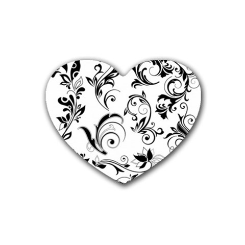 Floral Decorative Rubber Heart Coaster (4 pack) from DESIGN GIFT SHOP Front